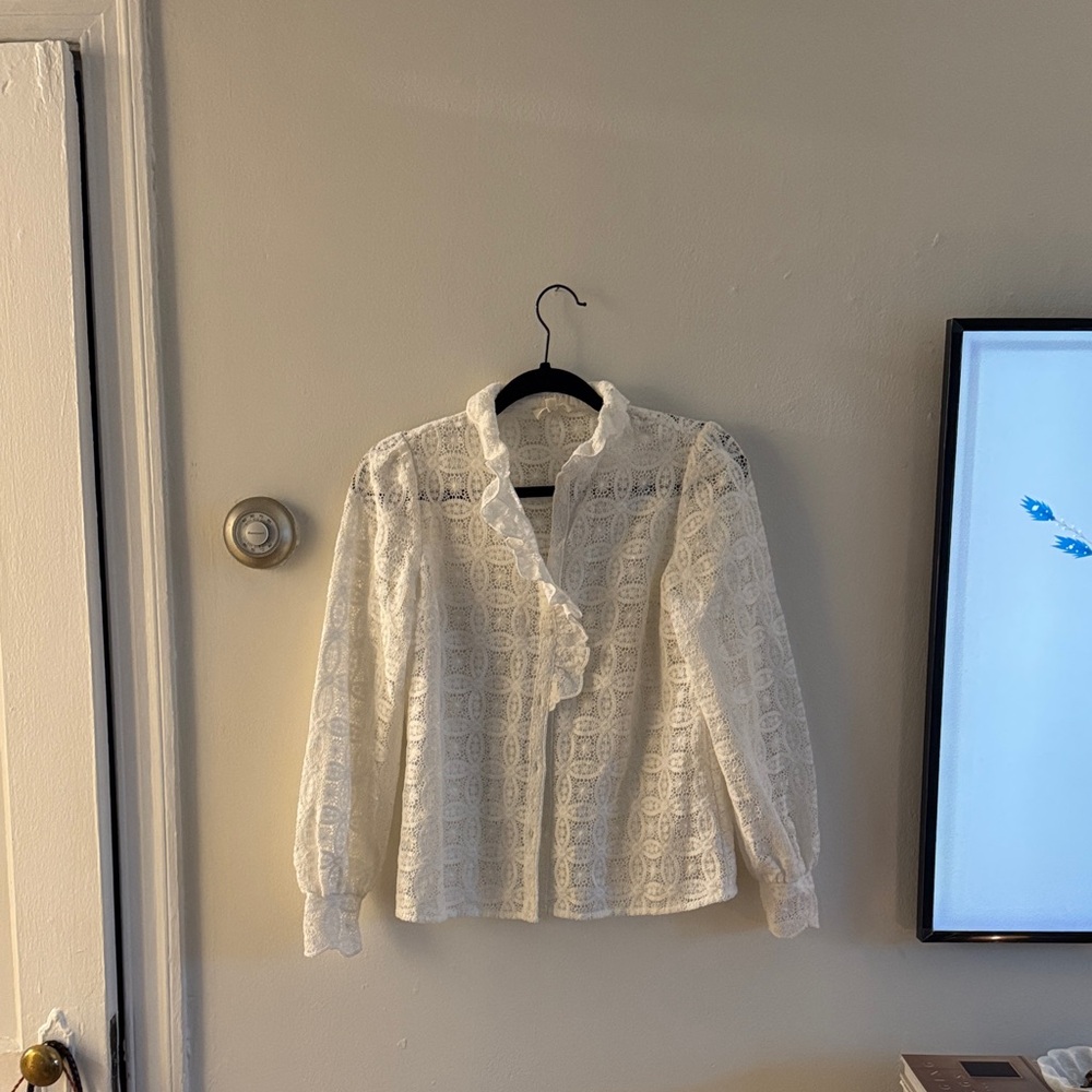 Sezane white lace blouse